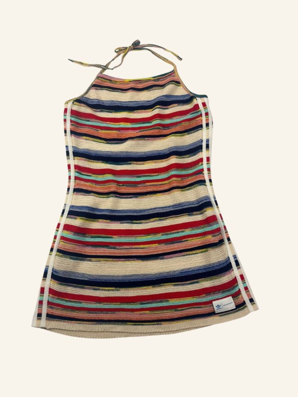 Adidas Originals x Kseniaschnaider Multicolor Striped Knit Halter Mini Dress